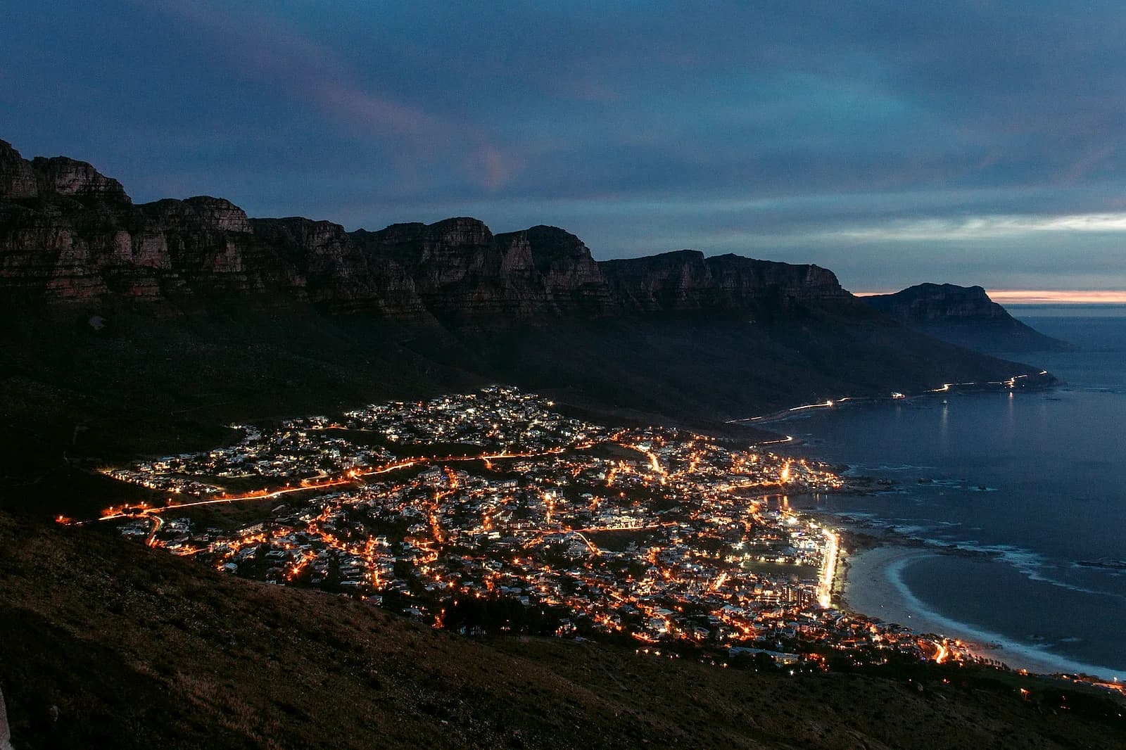 Atlantic seaboard beach with mountain backdrop
